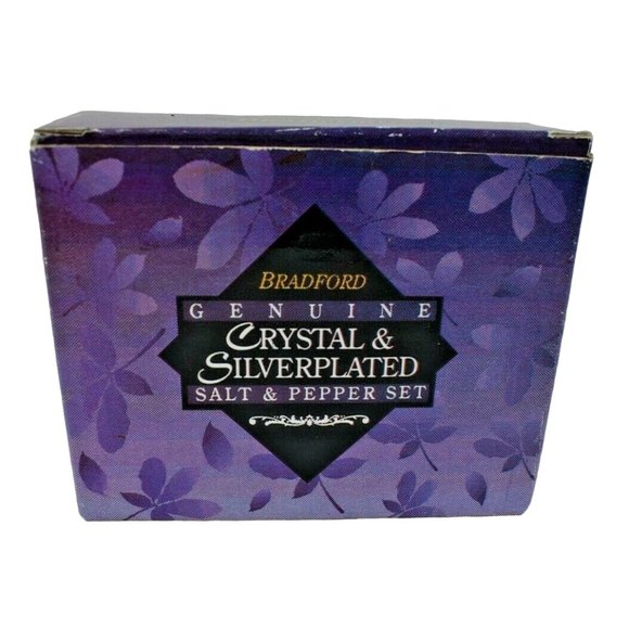 Bradford Crystal and Silver Plated Salt and Pepper Set 2 inch Tall New - Picture 2 of 5